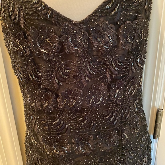Bags Milo Black Sequence Spaghetti strap Cocktail Gown Sz L - Picture 7 of 16